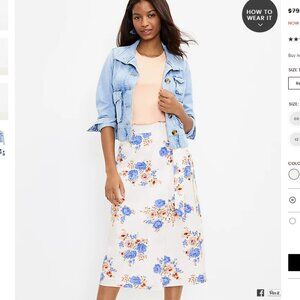 NWT Loft Blossom Midi Wrap Skirt Size 12